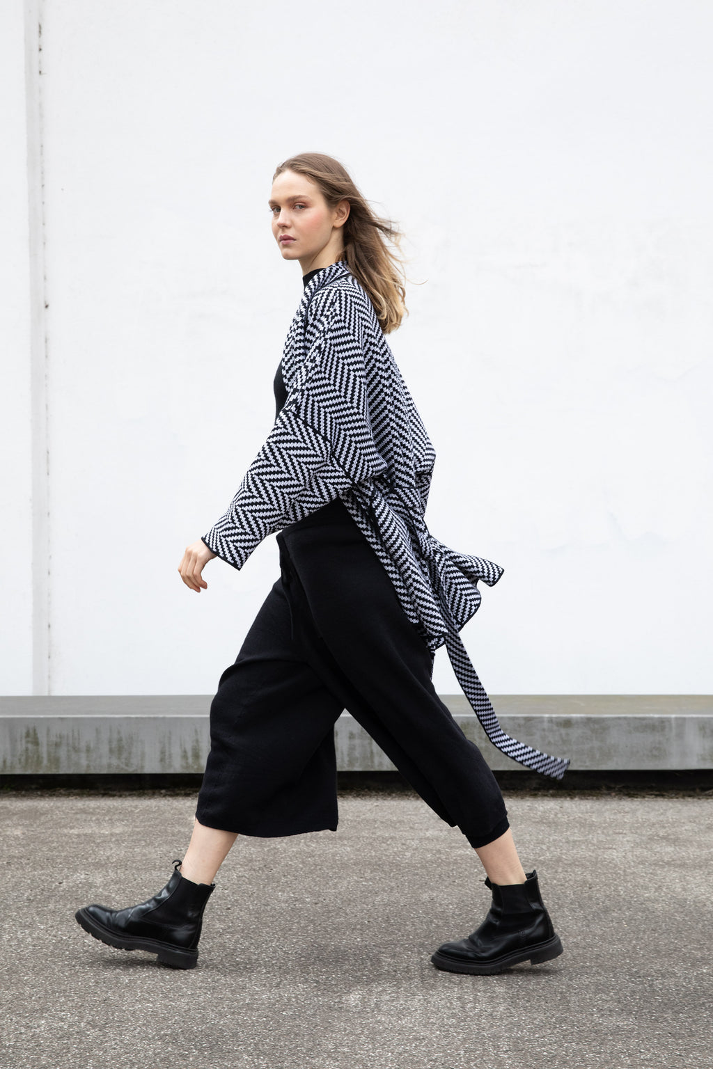 LONG KIMONO HERINGBONE
