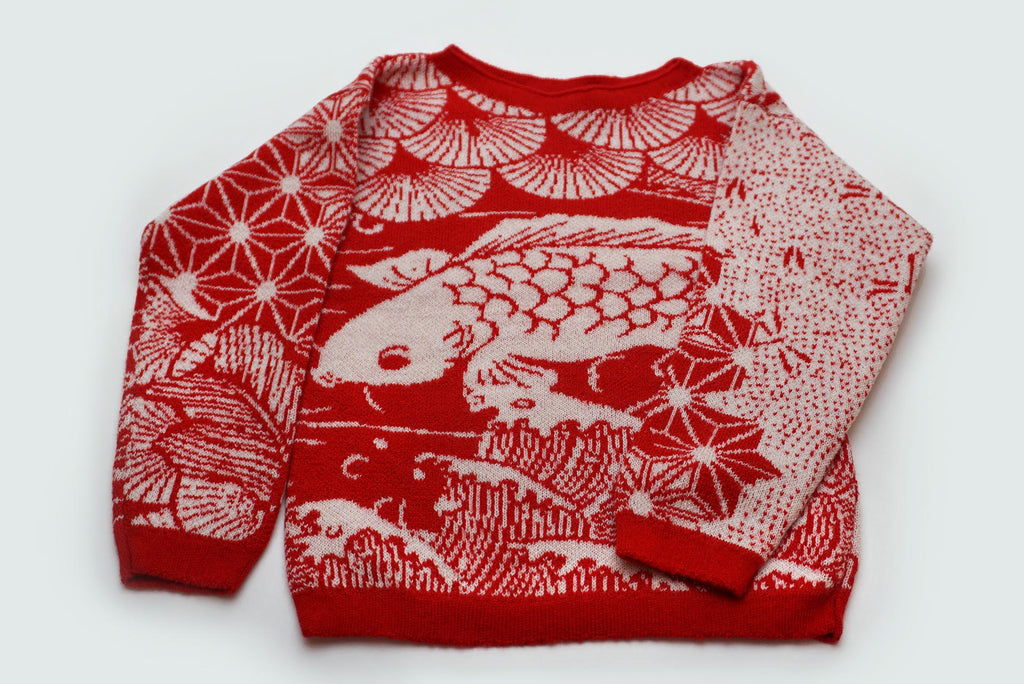 WOOL SET JAPAN RED WHITE