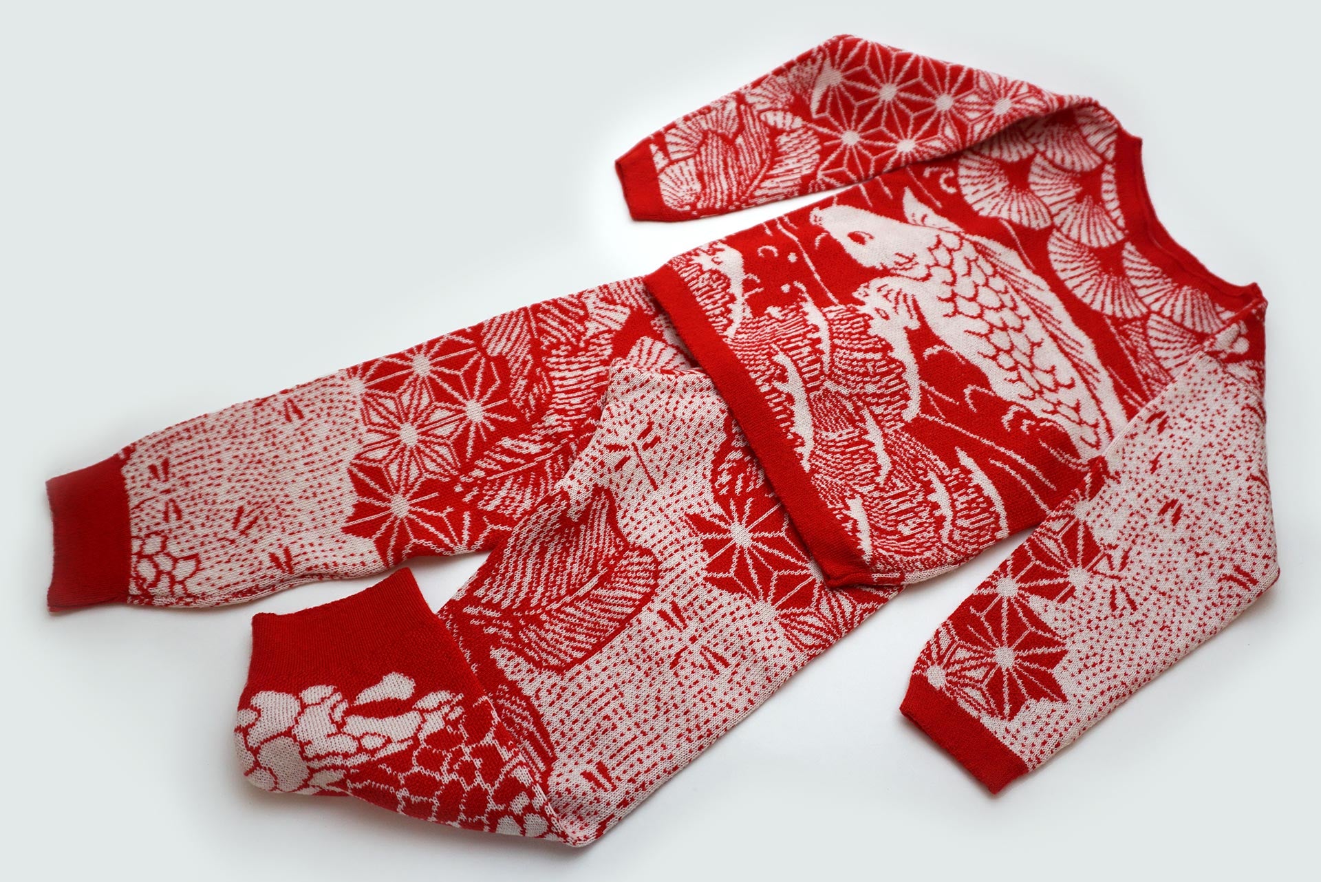WOOL SET JAPAN RED WHITE