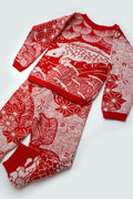 WOOL SET JAPAN RED WHITE