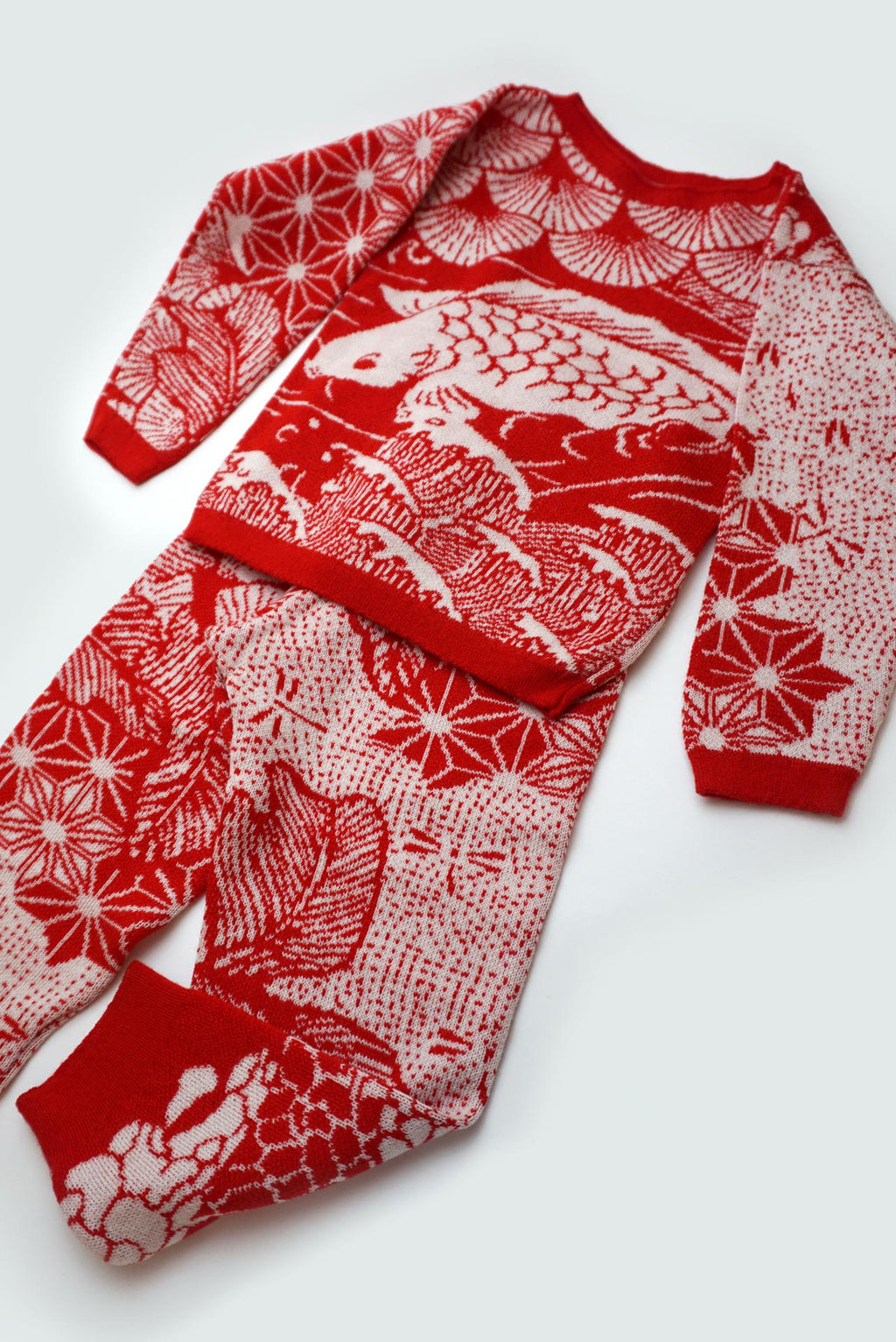 WOOL SET JAPAN RED WHITE