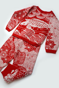 WOOL SET JAPAN RED WHITE