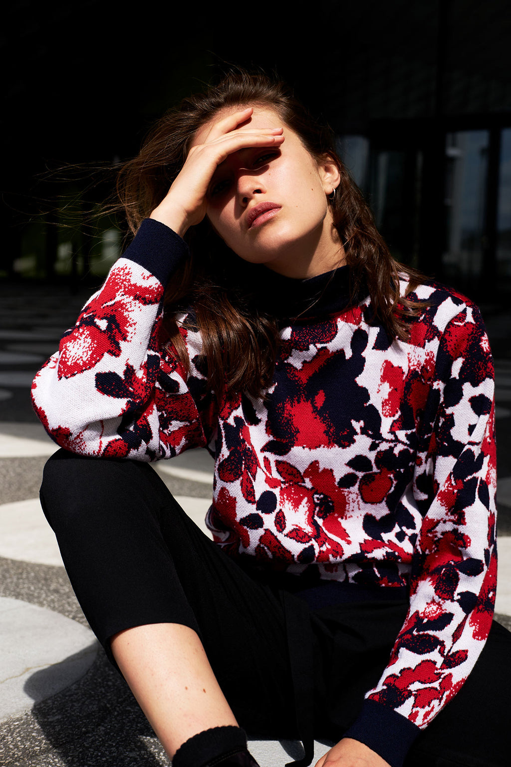 Wool/ Cashmere sweater Flower III