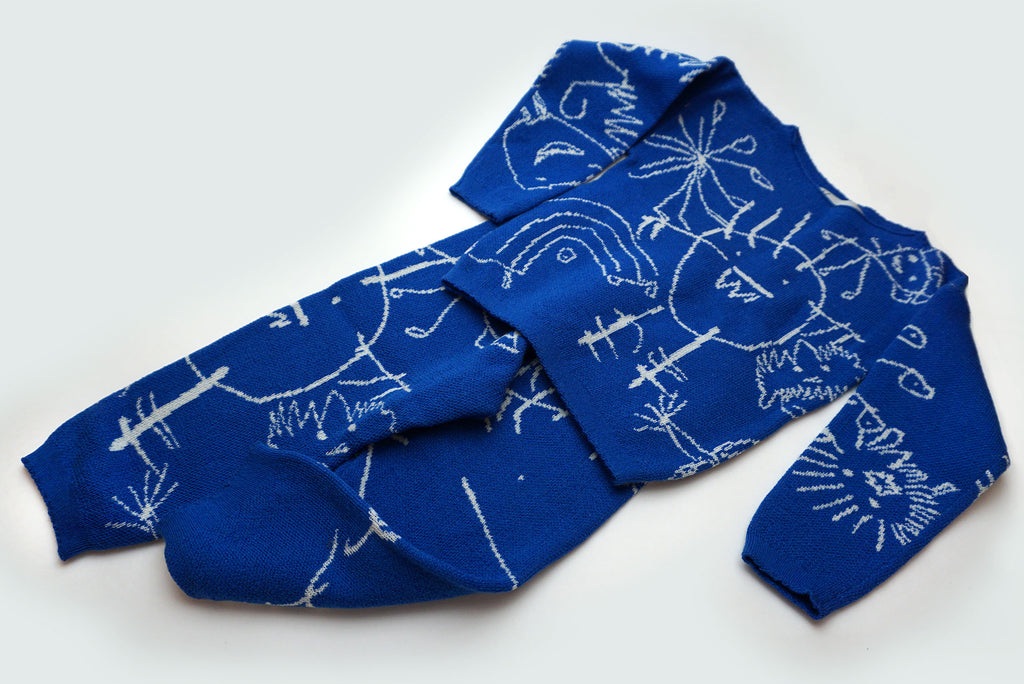 WOOL SET MONSTER BLUE WHITE