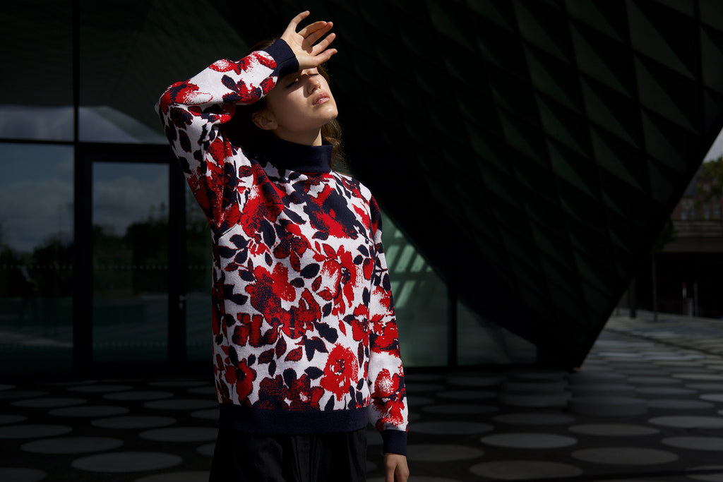 Wool/ Cashmere sweater Flower III