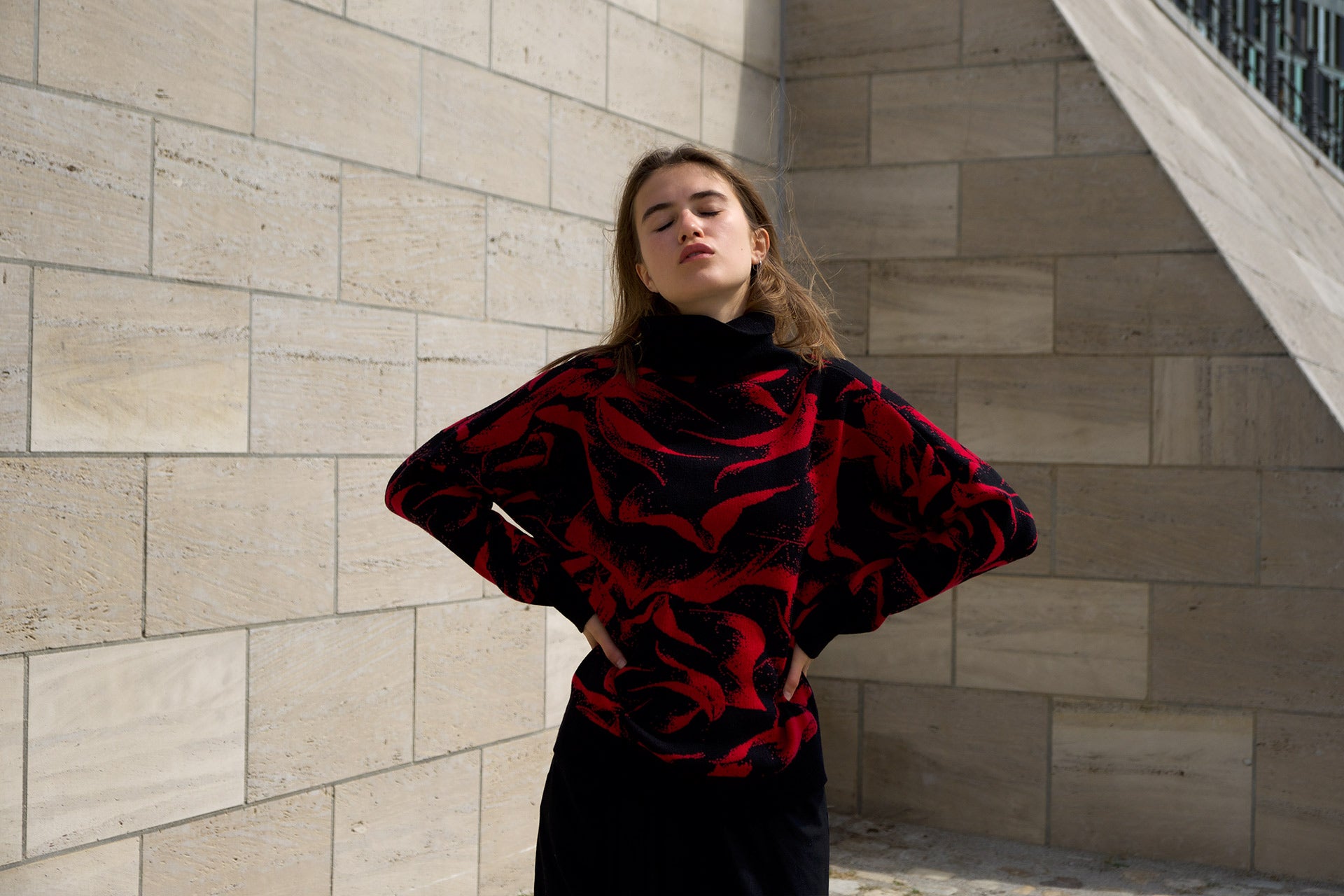 Cashmere sweater Flower Leaves I