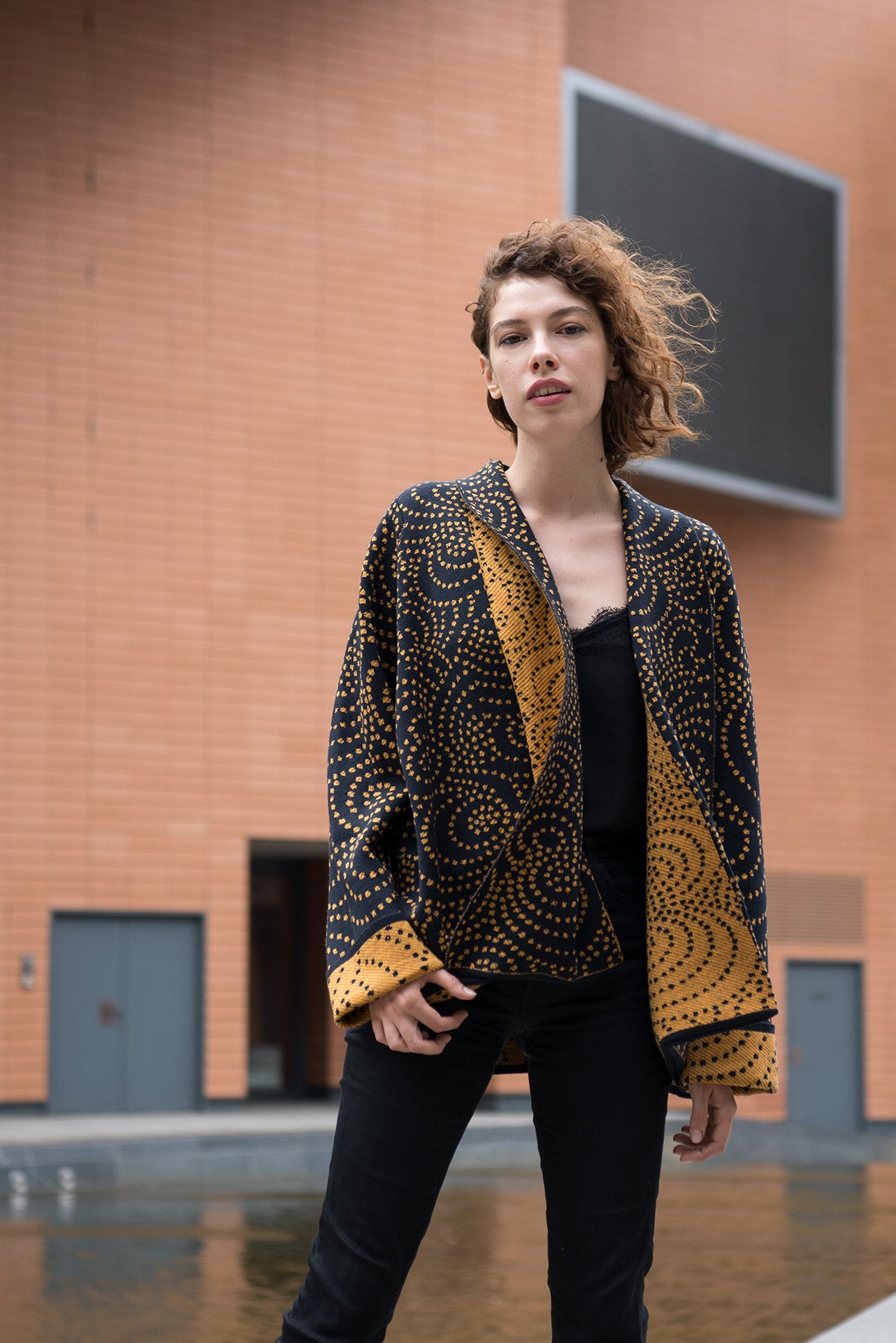 Wool Kimono jacket Dots