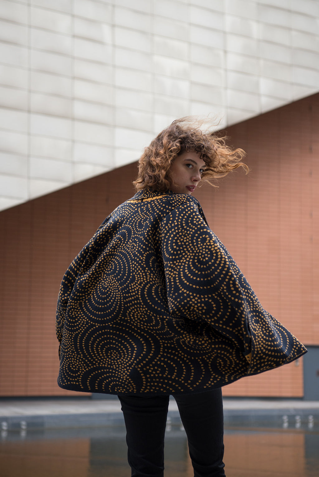 Wool Kimono jacket Dots