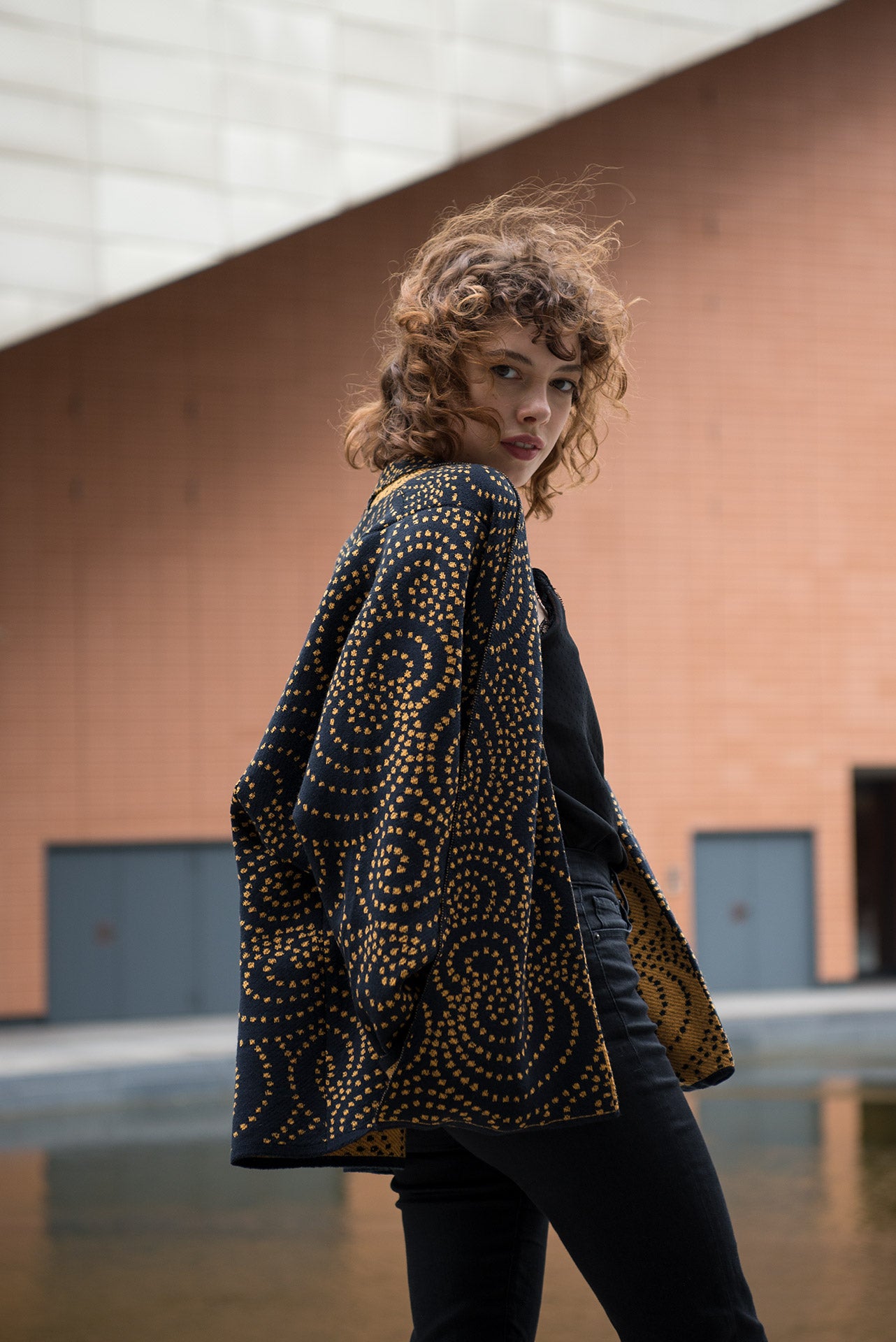 Wool Kimono jacket Dots