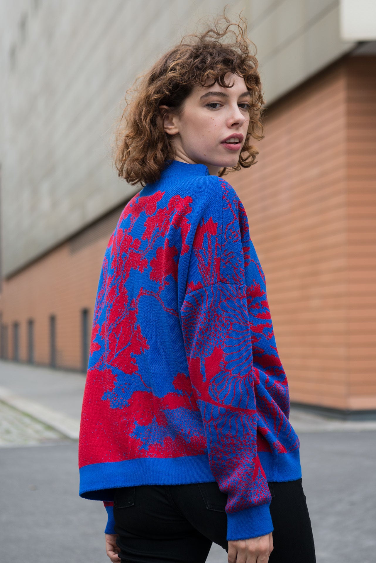 Wool sweater Japan blue red