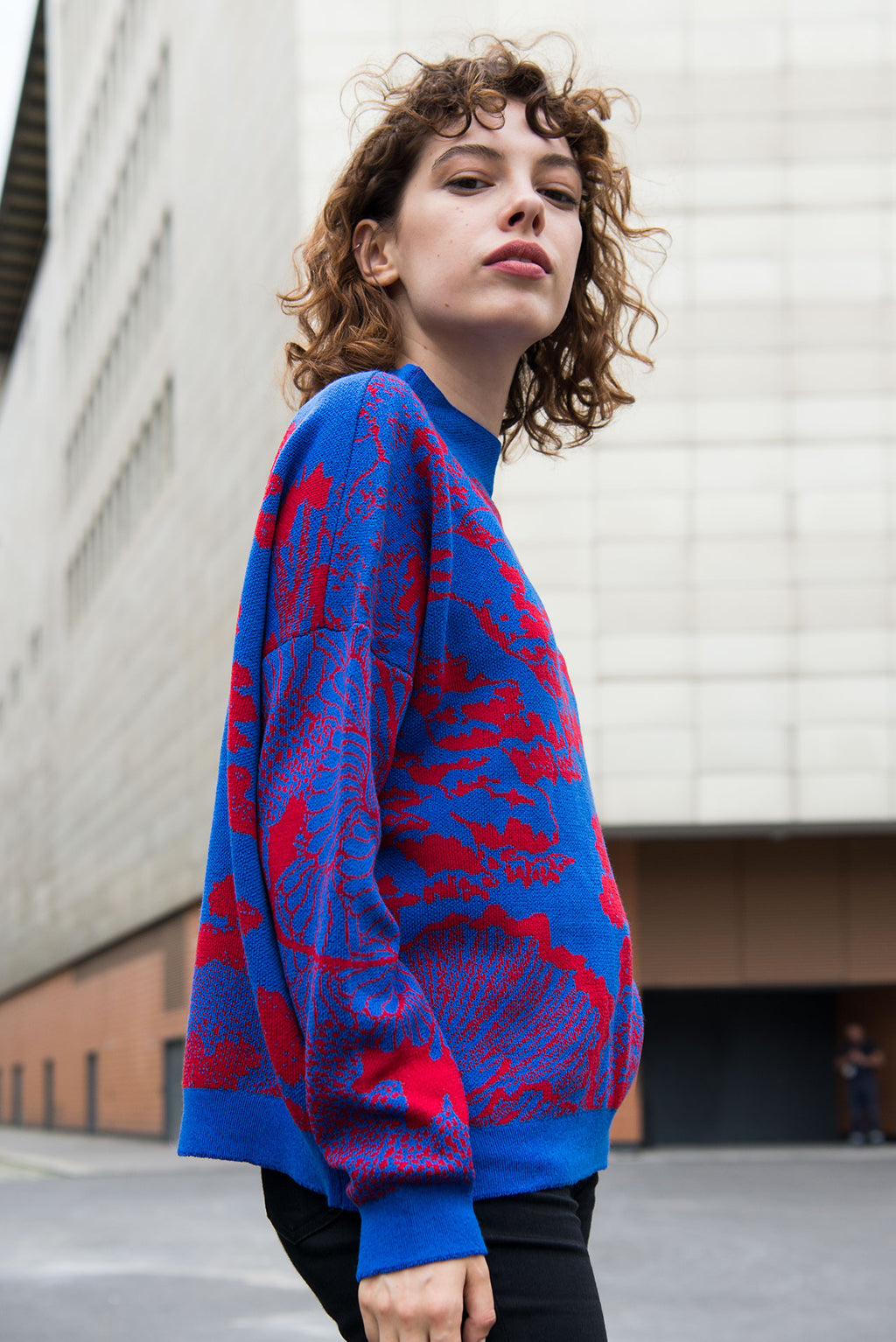 Wool sweater Japan blue red