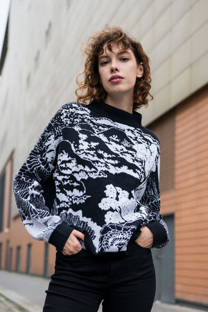 Wool sweater Japan white black